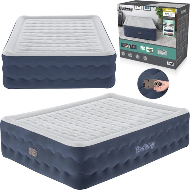 Bestway pripučiamas čiužinys Queen Tritech su integruotu siurbliu 203 × 152 × 51 cm