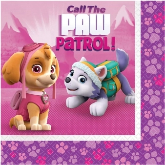 Paw Patrol Pink popierinės servetėlės 33 x 33 cm (20 vnt.)