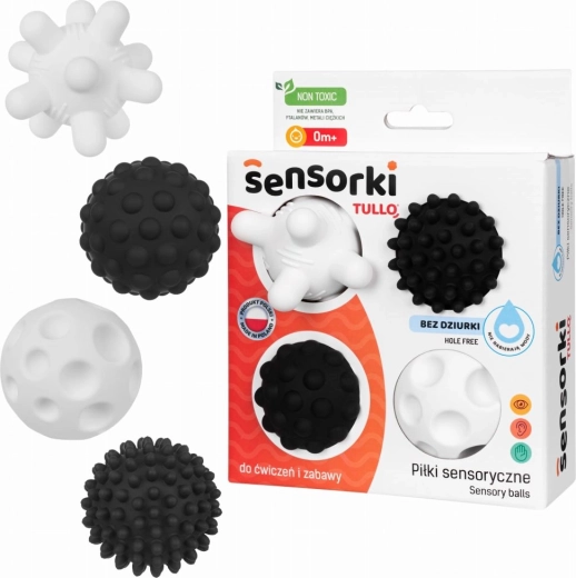 Sensory balls black-and-white, set of 4 pcs
