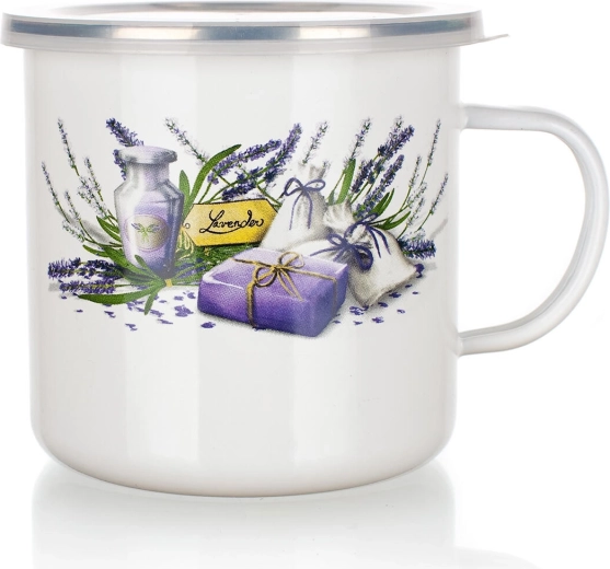 Emaliuotas puodelis su dangteliu Lavender 0,7 l
