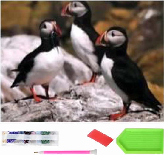 Diamond Painting XXL 120 × 60 cm – puffins, mosaic kit