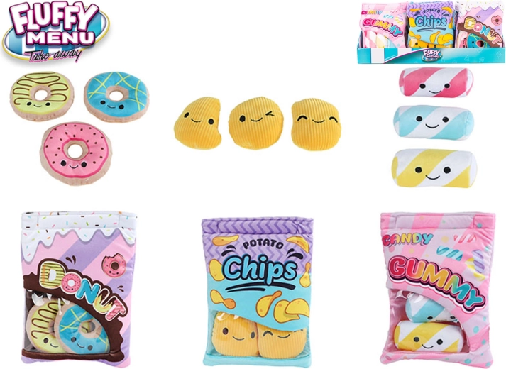 Fluffy Menu pliušinis užkandžių maišelis su užkandžiu 21 cm