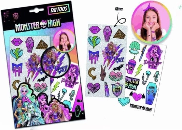Monster High laikinos tatuiruotės su blizgučiais