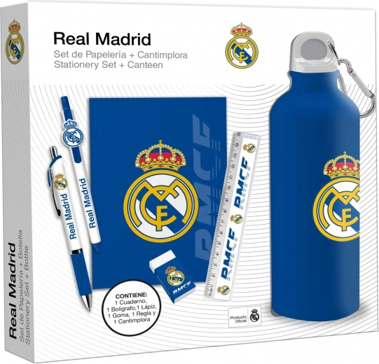 Dovanų rinkinys REAL MADRID – gertuvė 650 ml, užrašų knygelė ir rašiklis