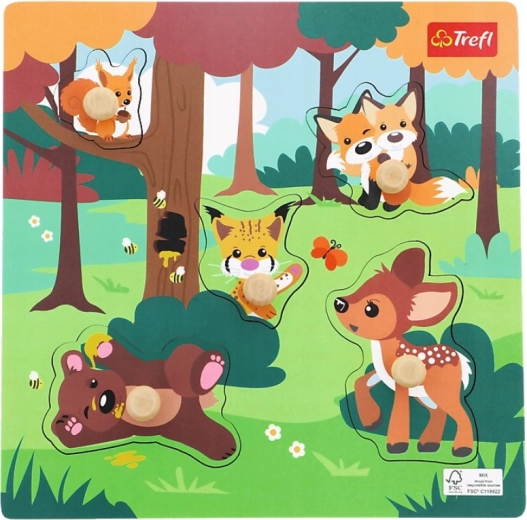 Wooden Puzzle Forest Animals, 5 Pieces