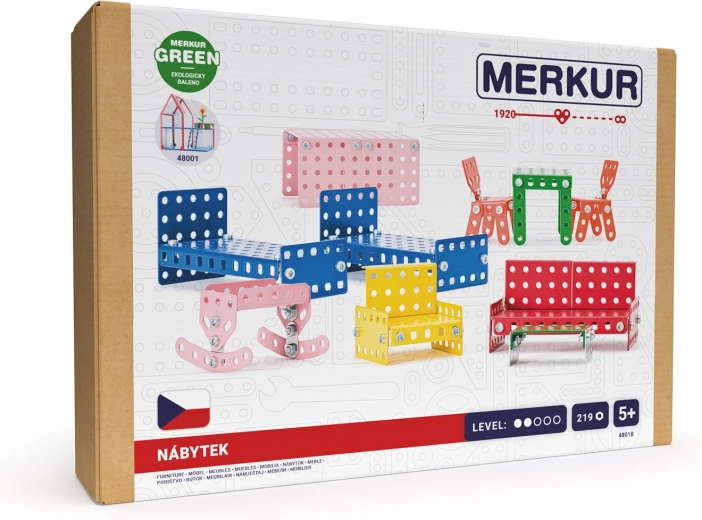 Merkur metaliniai baldai lėlių nameliui, 219 dalių