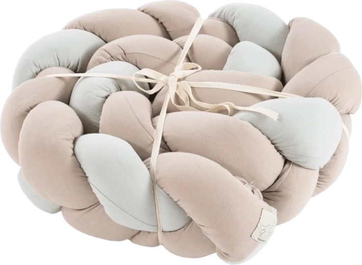 Träumeland braided crib bumper signature taupe & mint 180 cm