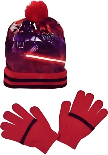 Star Wars kepurė ir pirštinės raudonos spalvos