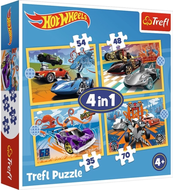 Dėlionė HOT WHEELS 4-in-1 transporto priemonės Trefl