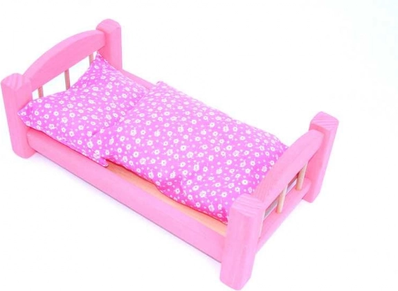 Wooden Doll Cradle Pink