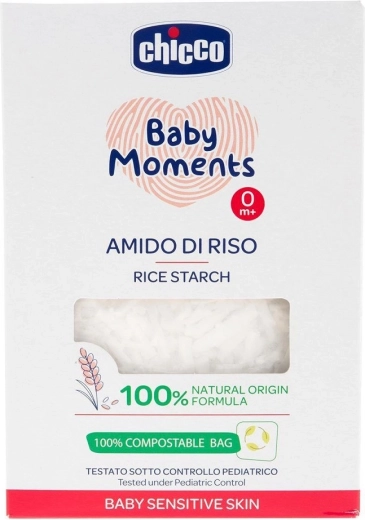Chicco kūdikių ryžių krakmolas voniai Baby Moments Sensitive 100 % ekologiškas 250 g