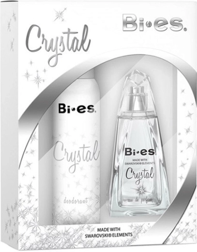 Dovanų rinkinys moterims BI-ES Crystal – parfumuotas vanduo 100 ml + dezodorantas 150 ml