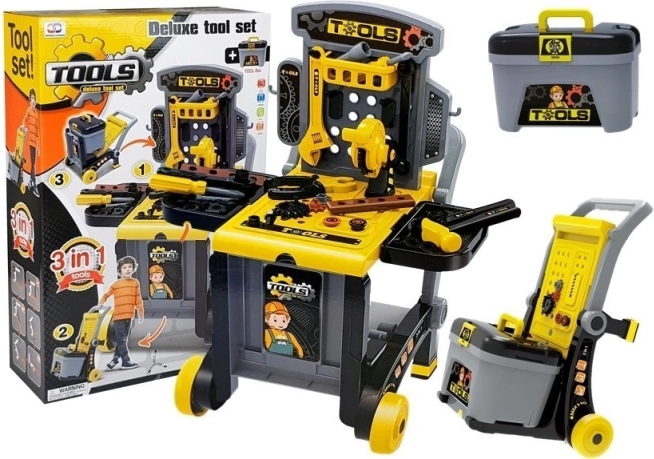 Kids' 3-in-1 Workbench with Trolley and Tool Case