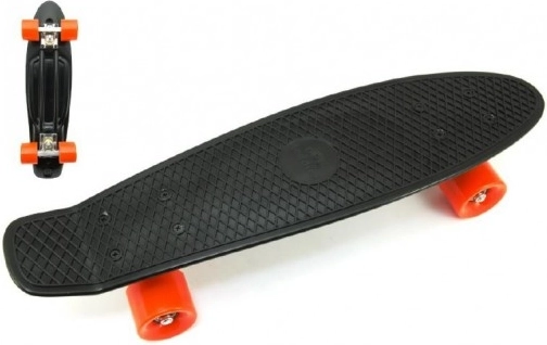 Pennyboardas 60 cm su metalinėmis ašimis ir 90 kg apkrova – juoda