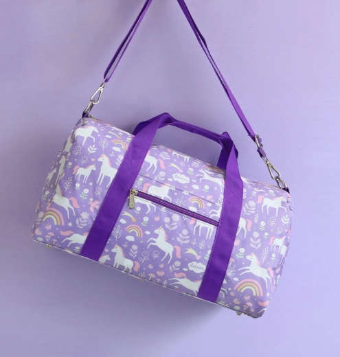 A Little Lovely Company Children's Travel Bag with Unicorns and a Rainbow