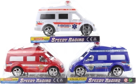 Gelbėjimo automobilis su inercine pavara, plastikinis, 19 cm