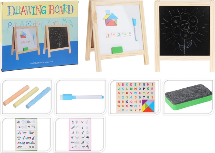Double-sided magnetic drawing board 2-in-1, 32 × 27 cm with accessories