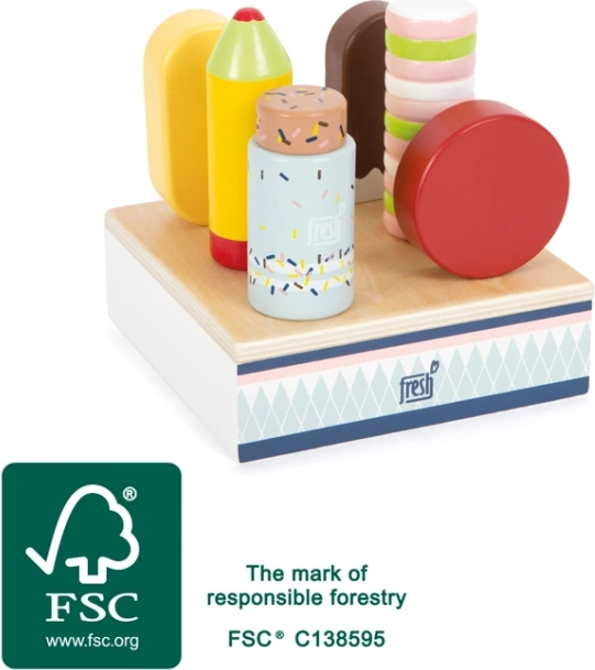 Medinė ledų rinkinio fresh – stovas su 6 ledais