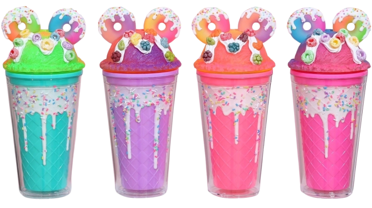 Puodelis su dangteliu ir šiaudeliu Donuts 480 ml
