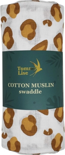 Tommy Lise medvilninis muslininis vystyklas baltas leopardas 120 × 120 cm