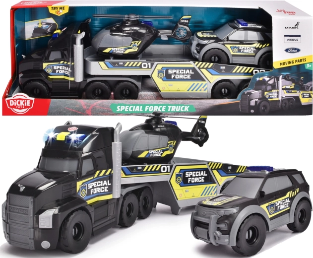 Dickie Toys SOS tow truck with platform and rescue vehicles