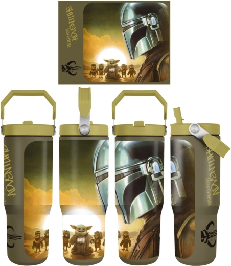 Kelioninis puodelis Star Wars Mandalorian ir Grogu „Sunset“ su dirželiu