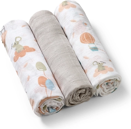 BabyOno bambukinės vystymo sauskelnės 70 × 70 cm, 3 vnt. – pilkas miksas