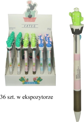 Ballpoint pen with silicone cactus, 3 colors