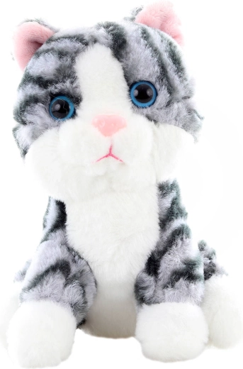Plush kitty grey-white tabby 15 cm - 1 piece