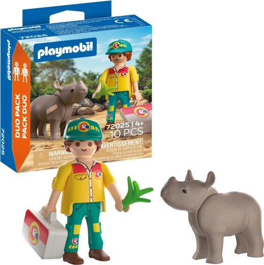 Playmobil Duo Pack – prižiūrėtojas su raganosiu ir priedais