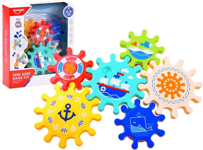 Spalvoti dantyti vandens ratukai