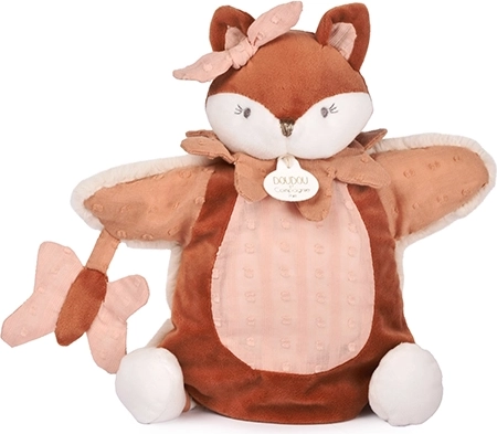 Doudou pliušinis rankinis lėlių teatras (pirštininė lėlė) lapė Mina rožinė 25 cm