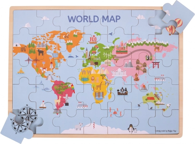 Bigjigs Toys medinė dėlionė Pasaulio žemėlapis