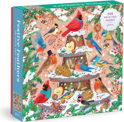 Galison Foil Puzzle Winter Birds 500 Pieces