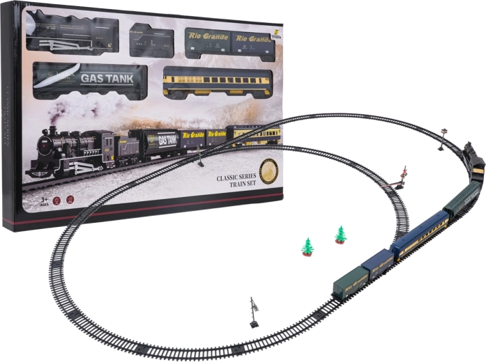 Retro train set with carriages and track 170 × 101 cm