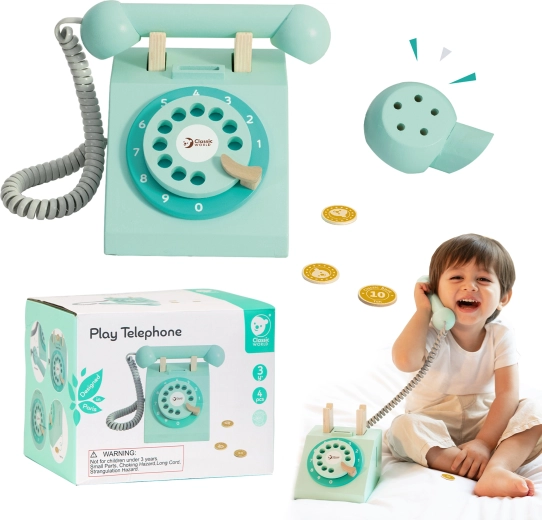Medinis retro telefonas vaikams CLASSIC WORLD