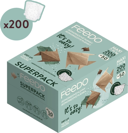 Vienkartinės sauskelnės FEEDO maxi (7–14 kg) – Mėnesinis