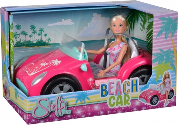 Steffi Love doll with a pink convertible