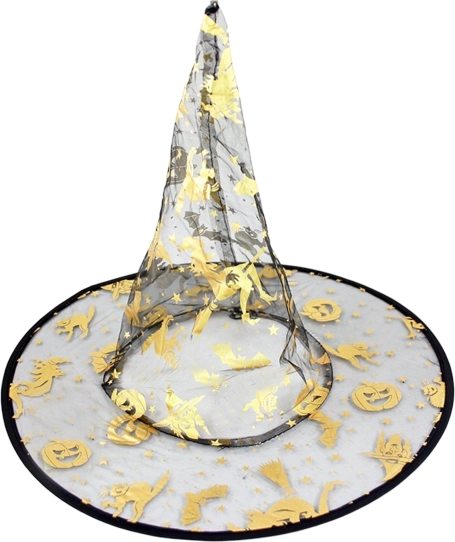 Rappa children’s witch hat for Halloween with gold print - 1 piece