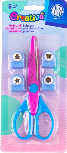 Astra Creativo Decorative Scissors and Craft Punches, Set of 5, Blue-Pink