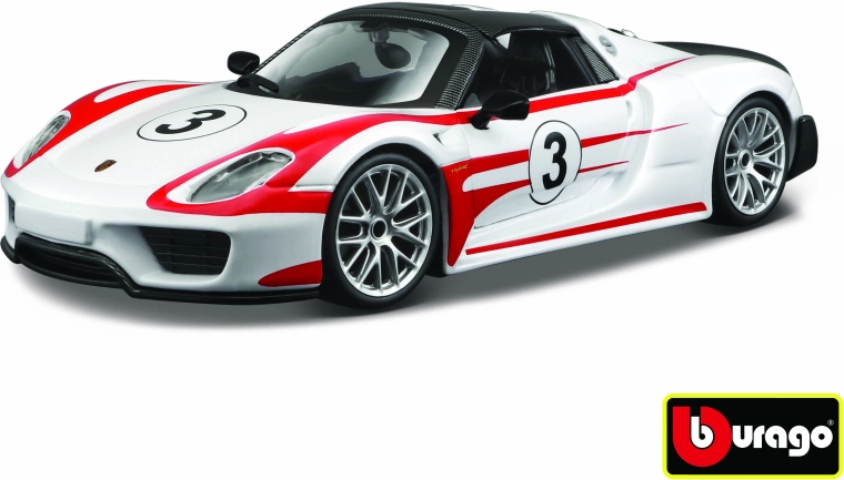 Bburago Porsche 918 Weissach Race White Model in 1:24 Scale