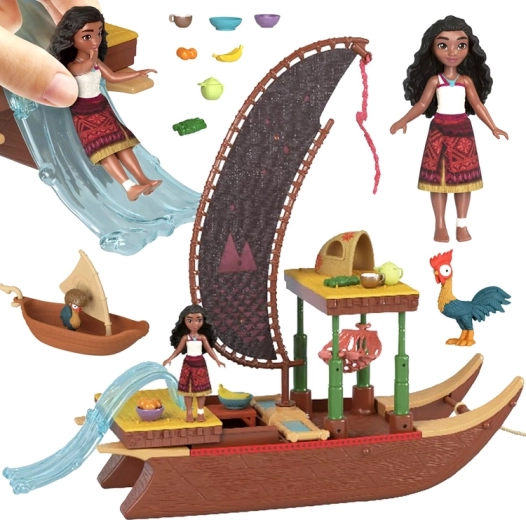 Disney VAJANA 2 Adventure Canoe Figure and Accessories Set, 10 pieces