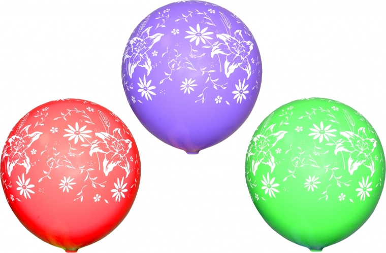 Pripučiamas balionų rinkinys su gėlyčių spauda – 10 vnt.