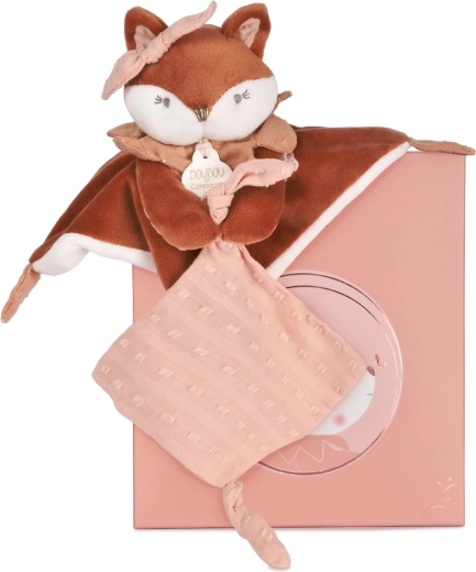 Doudou dovanų rinkinys – pliušinė laputė Mina su čiulptuko laikikliu 20 cm