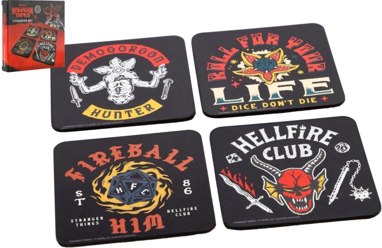 Stranger Things 4 Hellfire Club Cork Coaster Set - 4 pcs