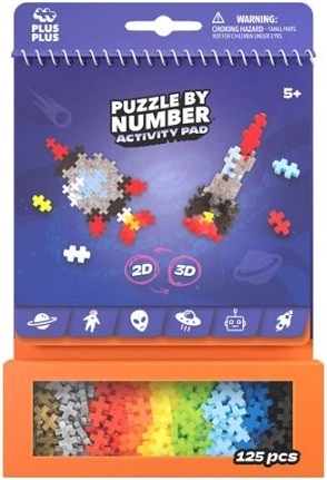 Plus-Plus Activity Pad Puzzle by Number Space Building Set 2D/3D, 125 Pieces