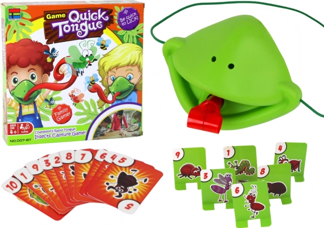 Linksmas šeimos žaidimas greitas liežuvis – pagauk vabalą su chameleono kaukėmis