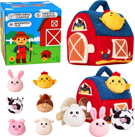 Plush Sensory Farm with Animals Montessori 7-in-1