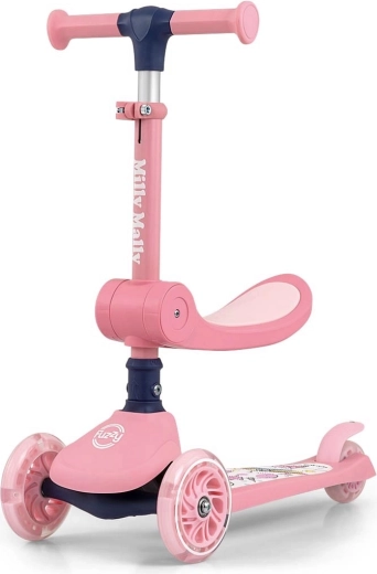 Three-wheel balance scooter with seat FUZZY pink