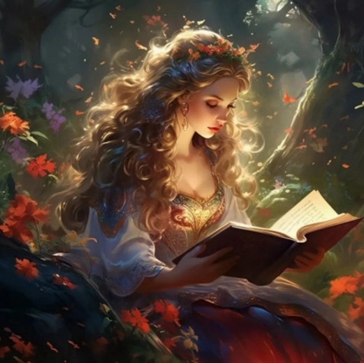 Diamond Painting Princess with a Book 30 × 40 cm